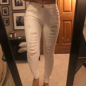 White Distressed Jeggings